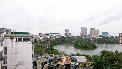 panoramic view of hanoi's hoan kiem lake