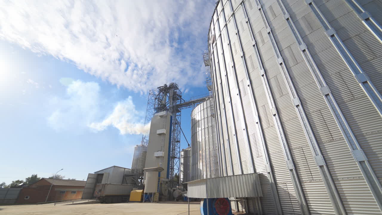 Metal grain elevator. Grain warehouse