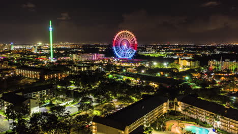 night hyperlapse of ferris wheel in orlando, florida usa