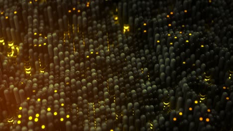matriz ondulante de elementos iluminadores amarillos bucle sin costuras animación de renderizado 3d
