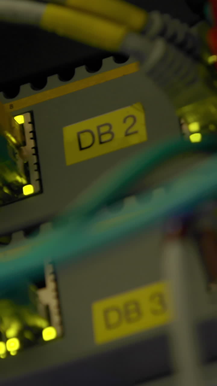 luces verdes en el servidor de cerca