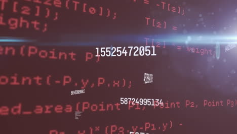 animación de números cambiantes sobre el lenguaje informático en bucle contra un fondo negro