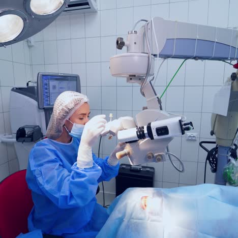 patient under surgical microscope
