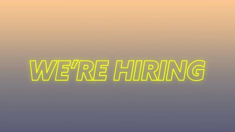 animation of we are hiring text against abstract background