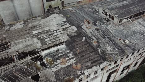 ruins of a very heavily polluted industrial factory. old industrial building for demolition. aerial view