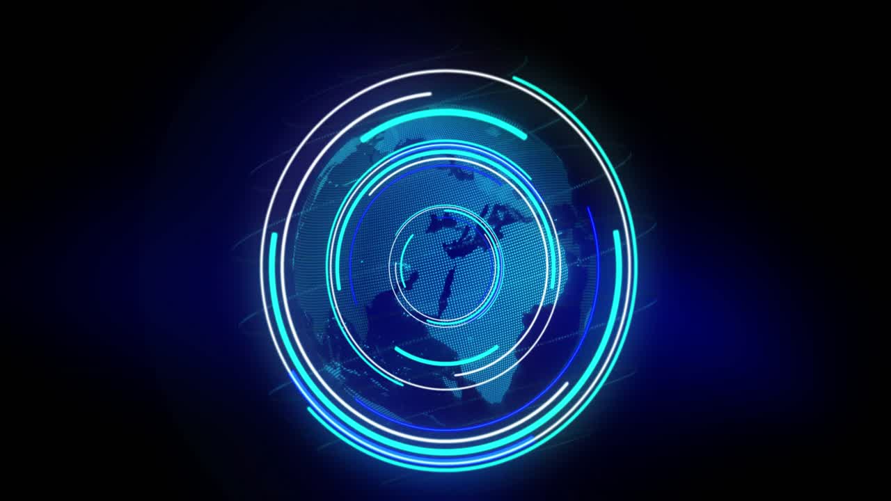 animación de escaneo de alcance y procesamiento de datos en todo el mundo