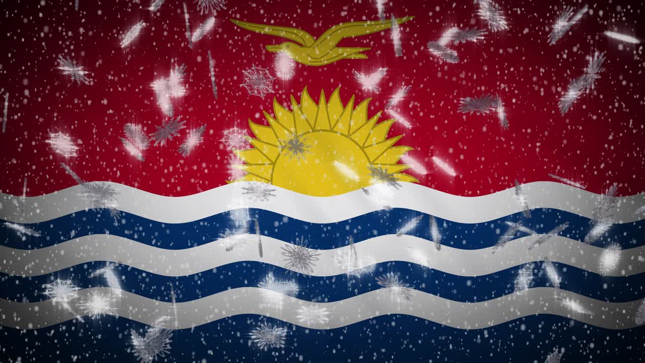 키리바티 발이 눈을 내리고 루프, 새해와 크리스마스 배경, 루프