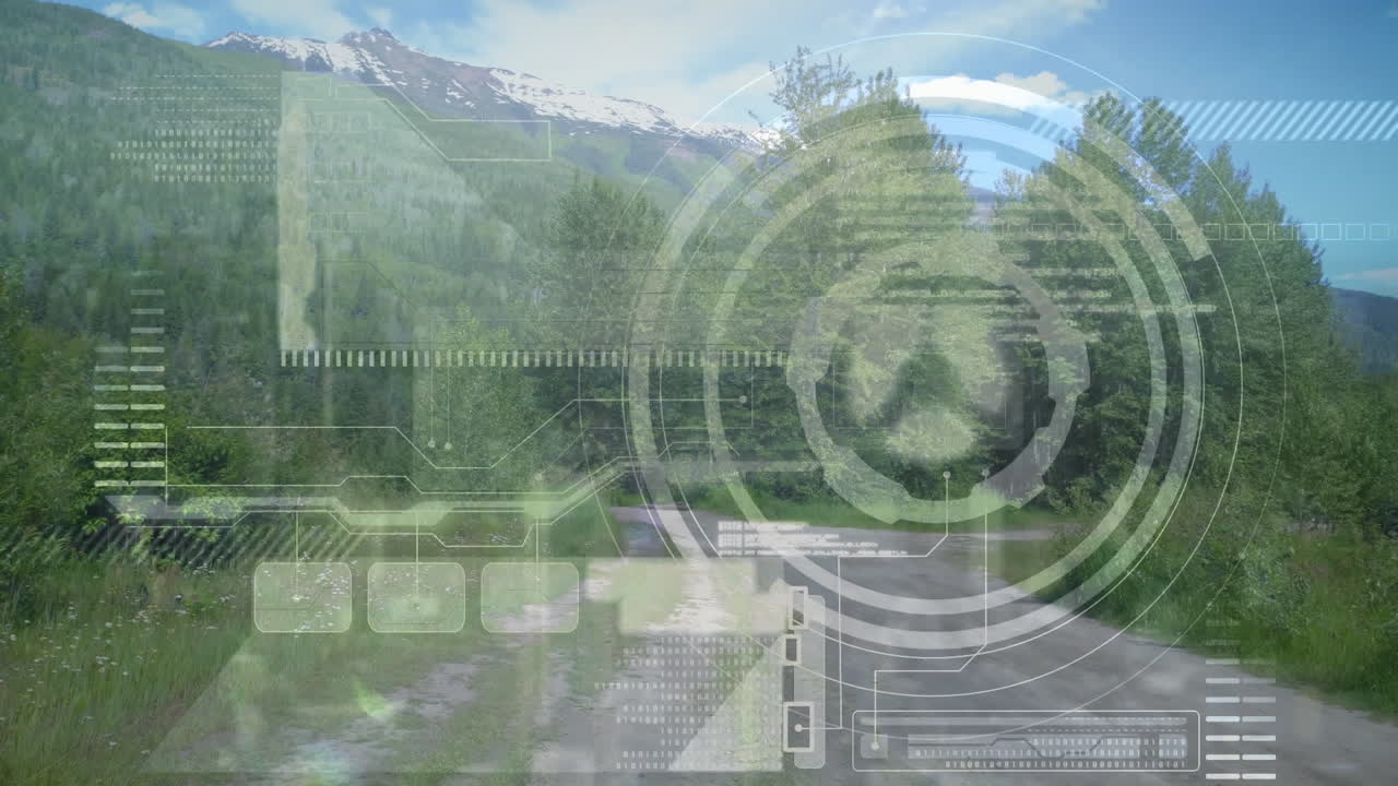 디지털 화면의 애니메이션과 데이터 프로세싱에 대한 적합한 여성 달리기