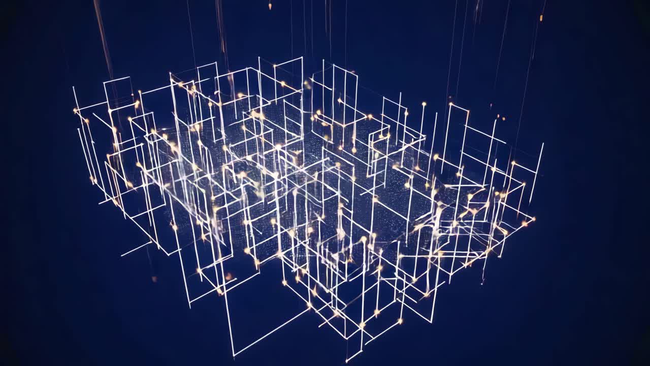 Abstract network of connected lines and nodes
