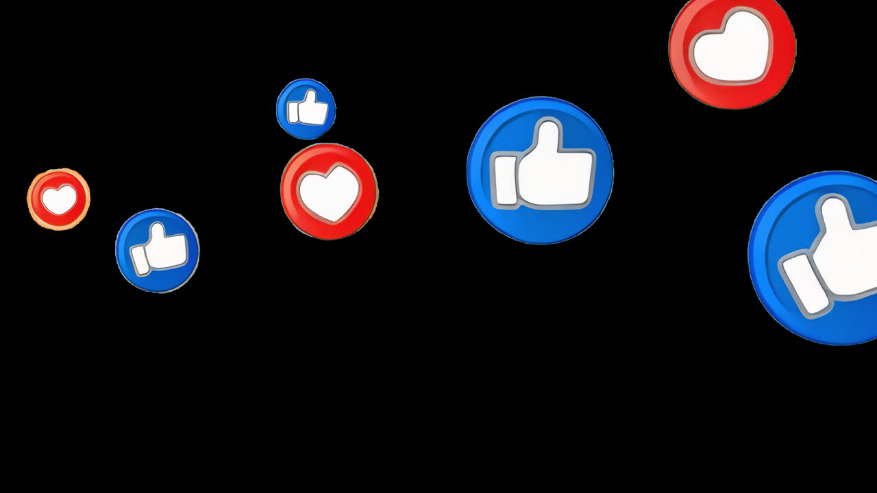 Social media likes animated overlay, transparent 4K video, alpha channel, ProRes 4444