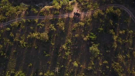 a beautiful drone shot of a safari sunrise in the african bush