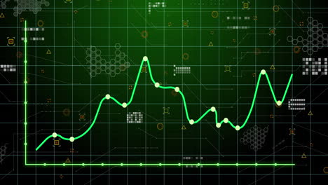 animación del procesamiento de datos estadísticos a través de la red de red contra un fondo verde