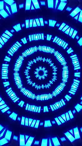 blue light pattern with circular shape. kaleidoscope vj loop vertical