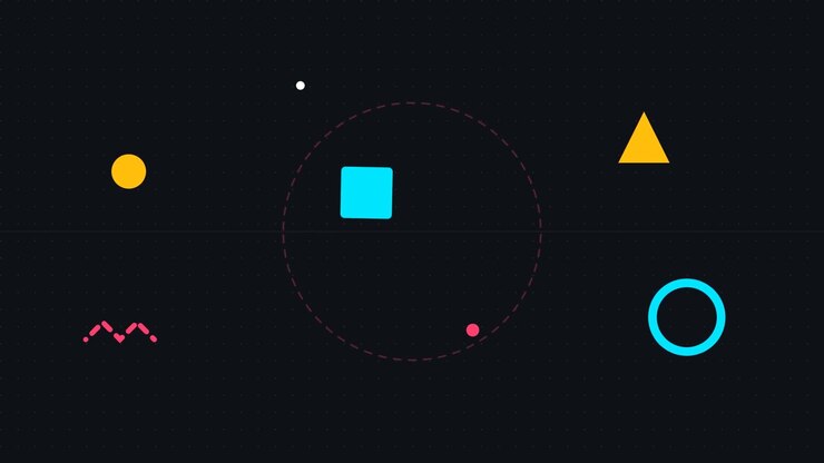 Abstract Motion Graphics with Geometric Shapes and Rotating Square