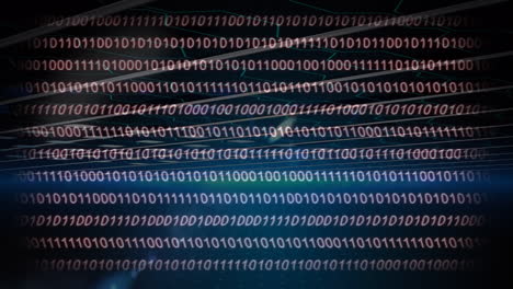 animation of data processing binary coding over black background