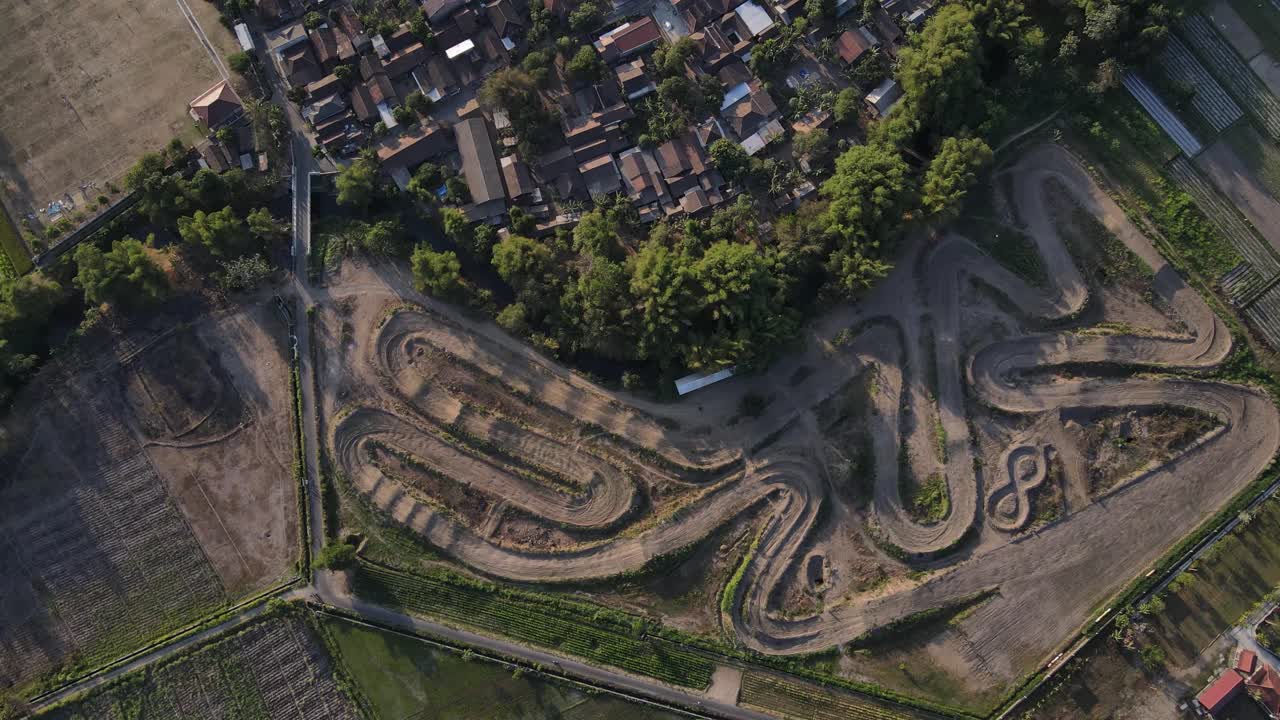 aerial view, Sultan Agung motocross circuit in the afternoon