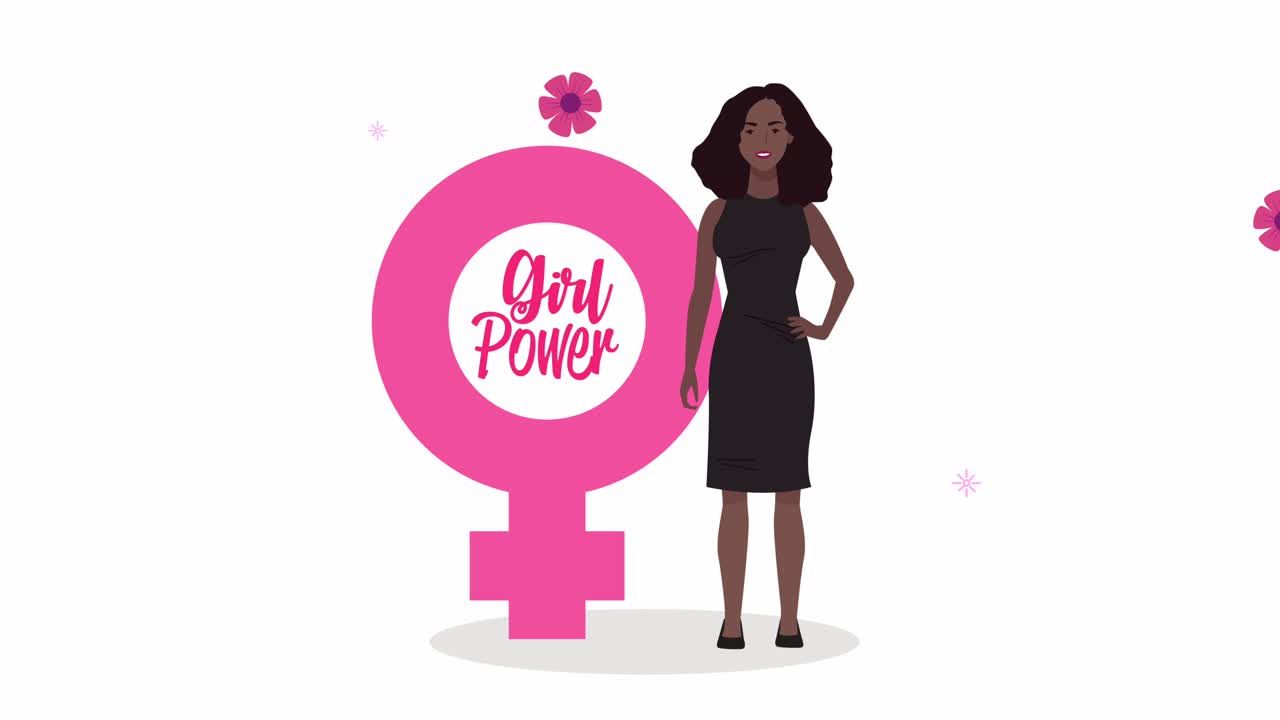 letras de girl power con mujer afro y género femenino