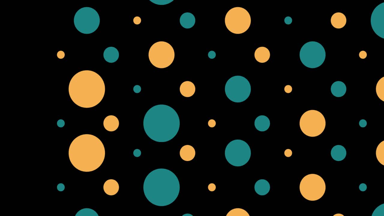 Digital animation of multiple circular shapes floating against black background