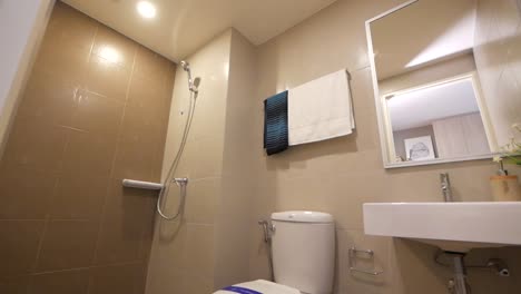 small white bathroom in an apartment- hotel room