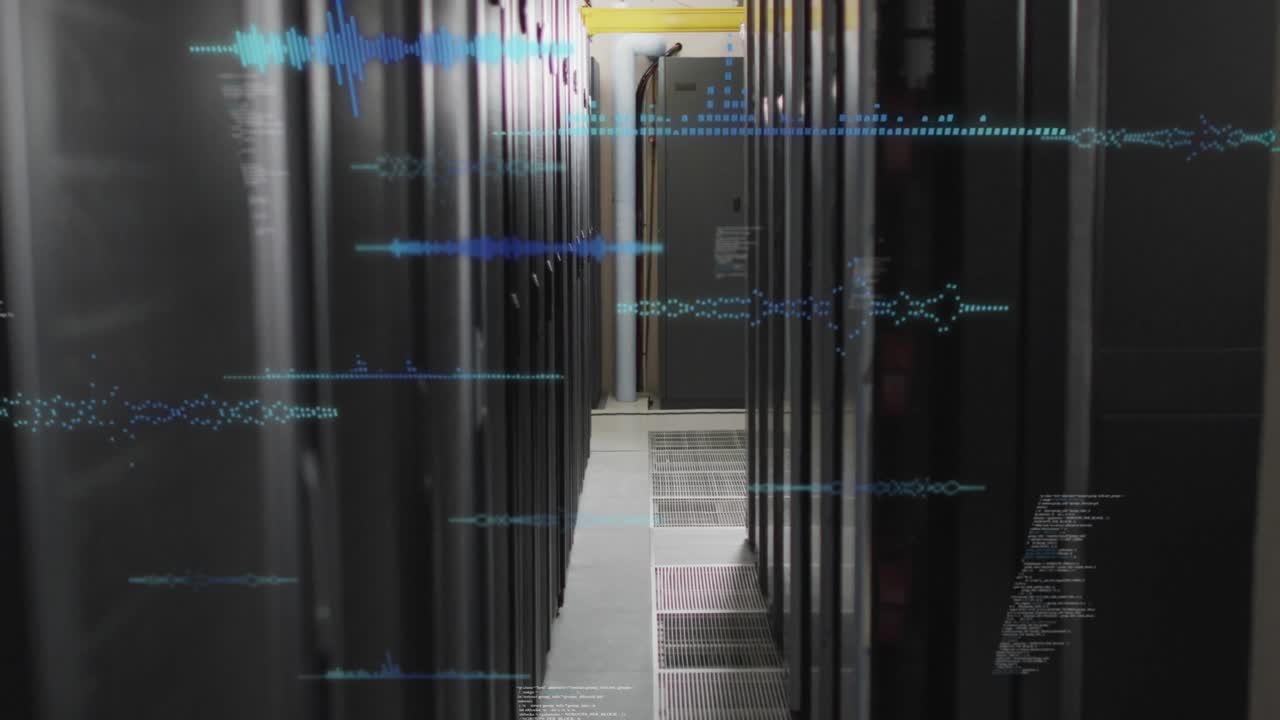 animación del procesamiento de datos a través de servidores informáticos