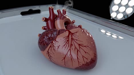 3d model of a human heart on a surgical tray