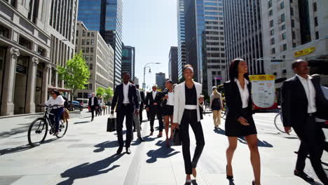 business people commuting in a city