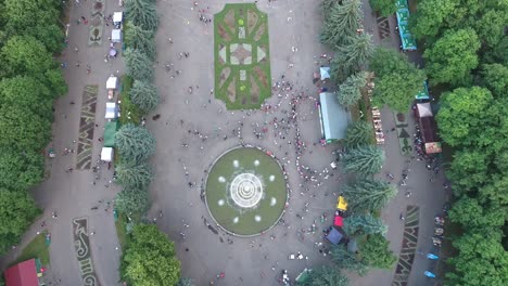fountain in city park. vinnitsa, ukraine - july 2017: fountain in city park, a holiday destination for people