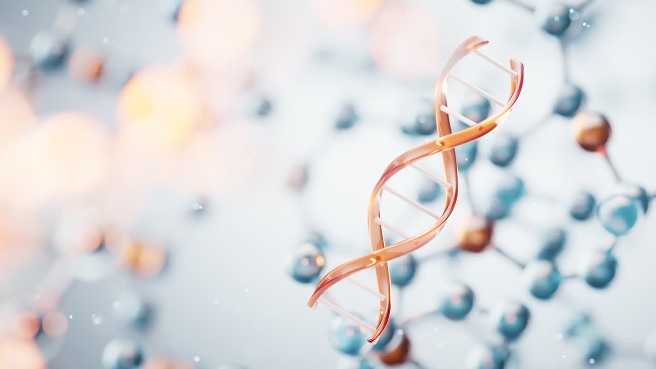 분자 배경과 dna 구조, 3d 렌더링