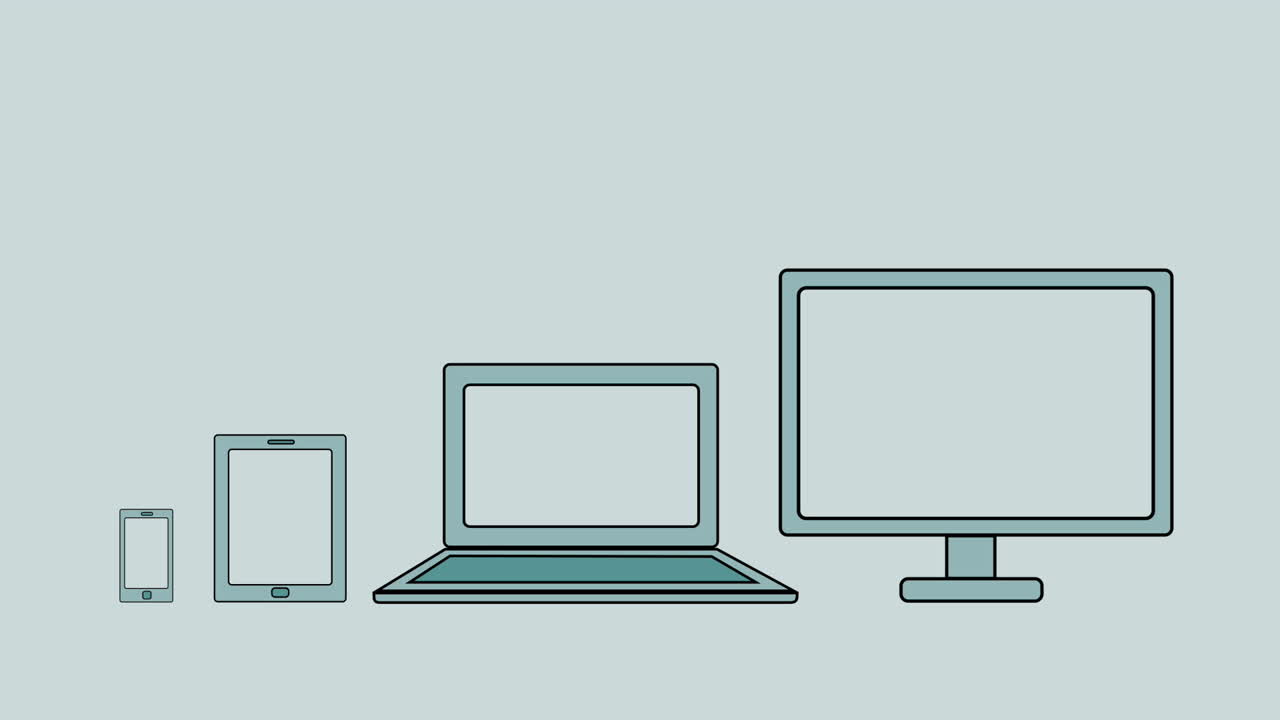 사용 된 여러 디지털 장치의 cgi 렌더링