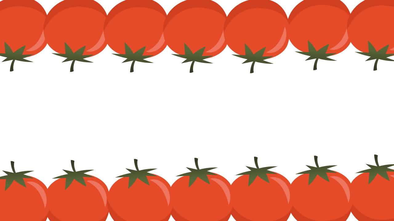 animación de varios iconos de tomate sobre un fondo blanco