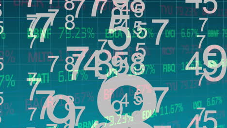 numbers moving against stock market data processing