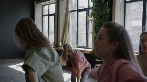 contemporary dance class in a studio