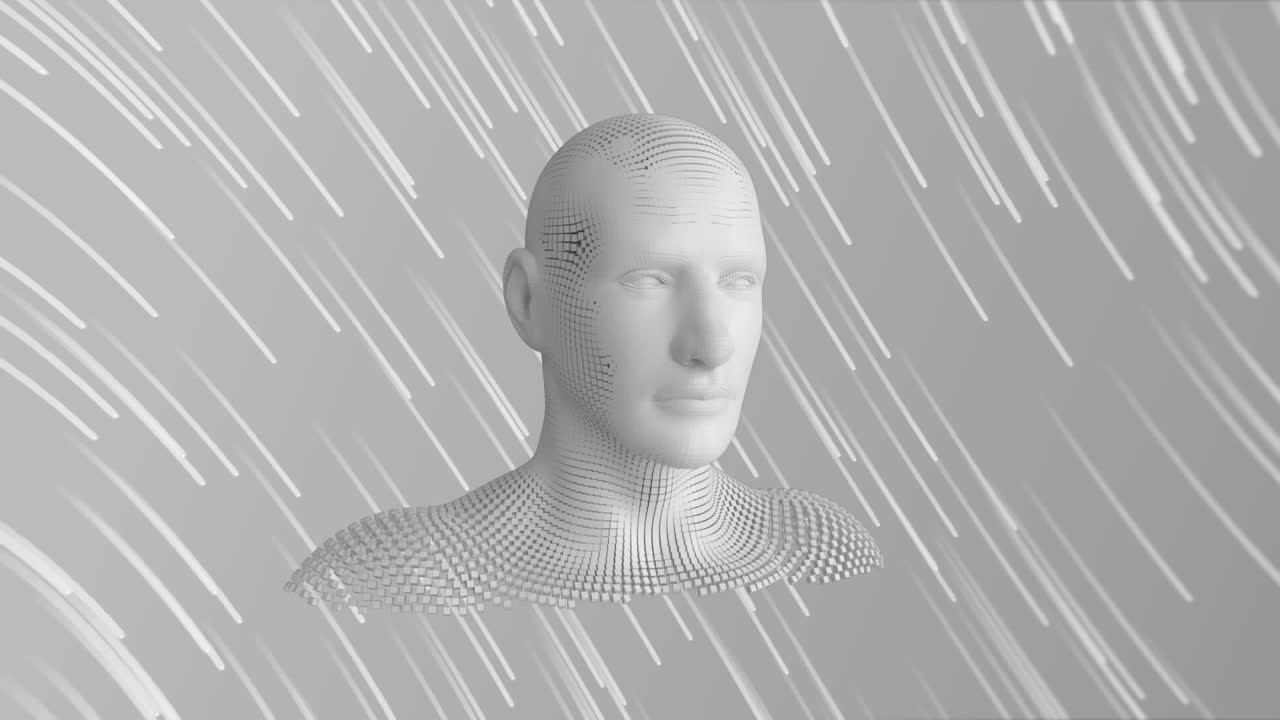 회색 배경 에 있는 빛 의 흔적 에 비해 인간 의 머리 를 형성 하는 것