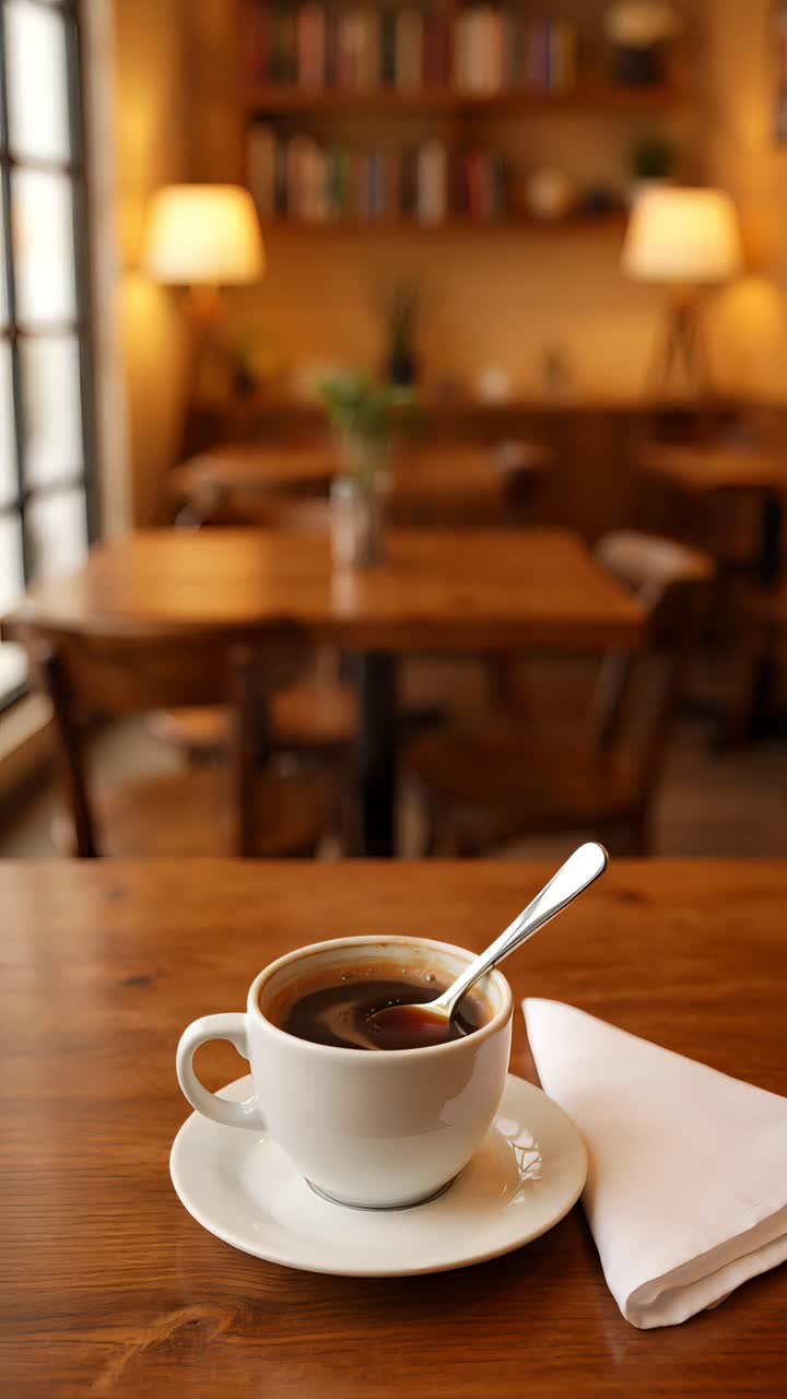 Interno di caffè estetico con atmosfera accogliente 4K