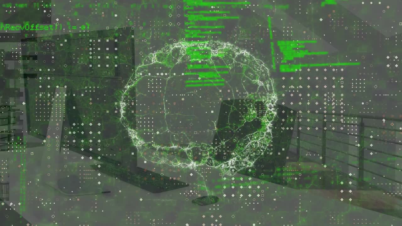 데이터 처리의 애니메이션과 디지털 뇌 오버 오피스