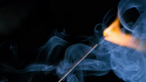 burning matchstick close-up on a dark background. shot on super slow motion camera 1000 fps.