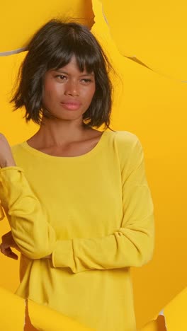 creative expression shines bright with vibrant yellow backdrop and unique style