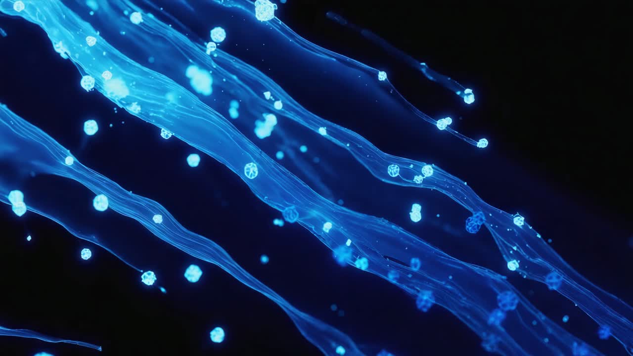 Abstract blue particle streams