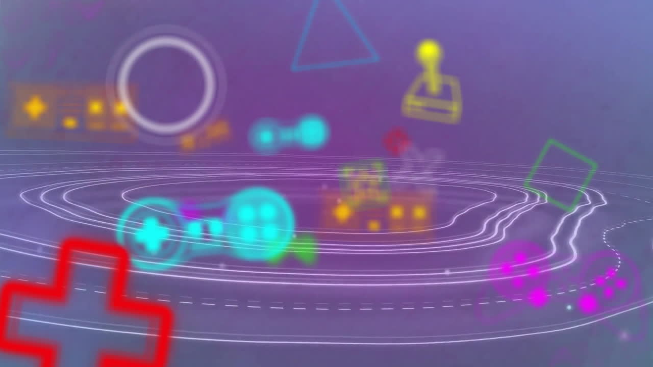 animación del patrón de videojuego sobre un fondo de forma vibrante y abstracta