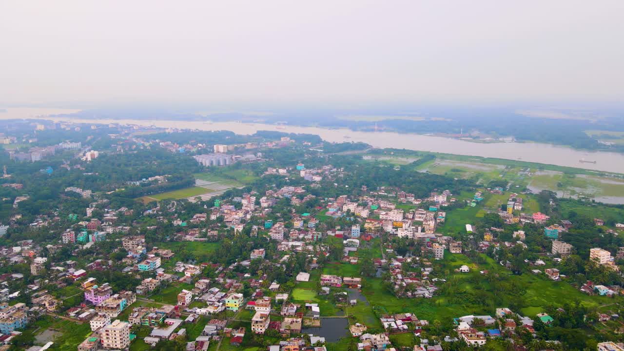 Panorama Of Urban Landscape At Kirtankhola Rivershore In Barisal, Bangladesh
