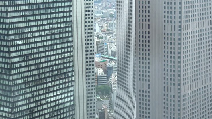 Vista aérea estática de los edificios de la ciudad de Tokio