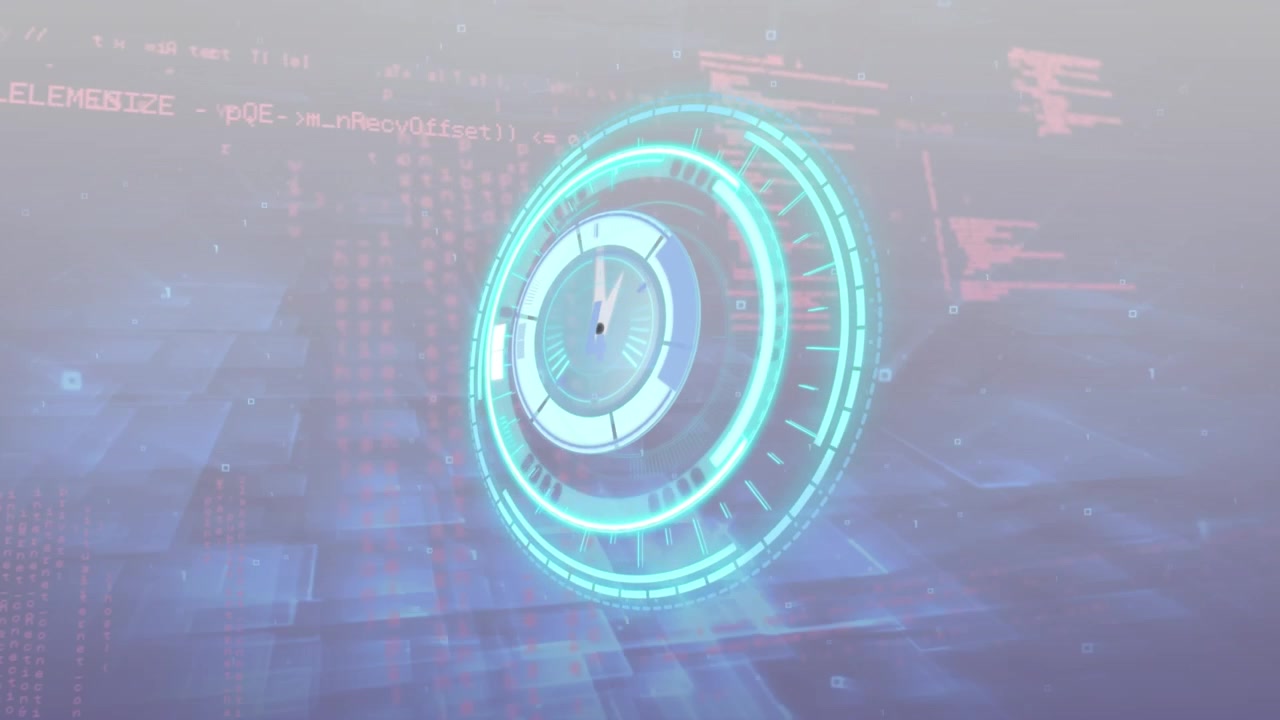 Animation of scope scanning and data processing over screen with lights