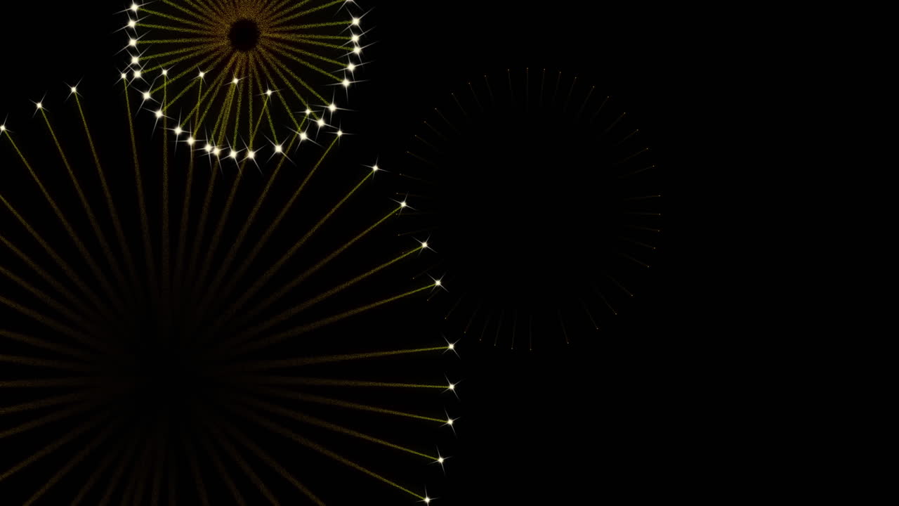 Animation of fireworks exploding over black background