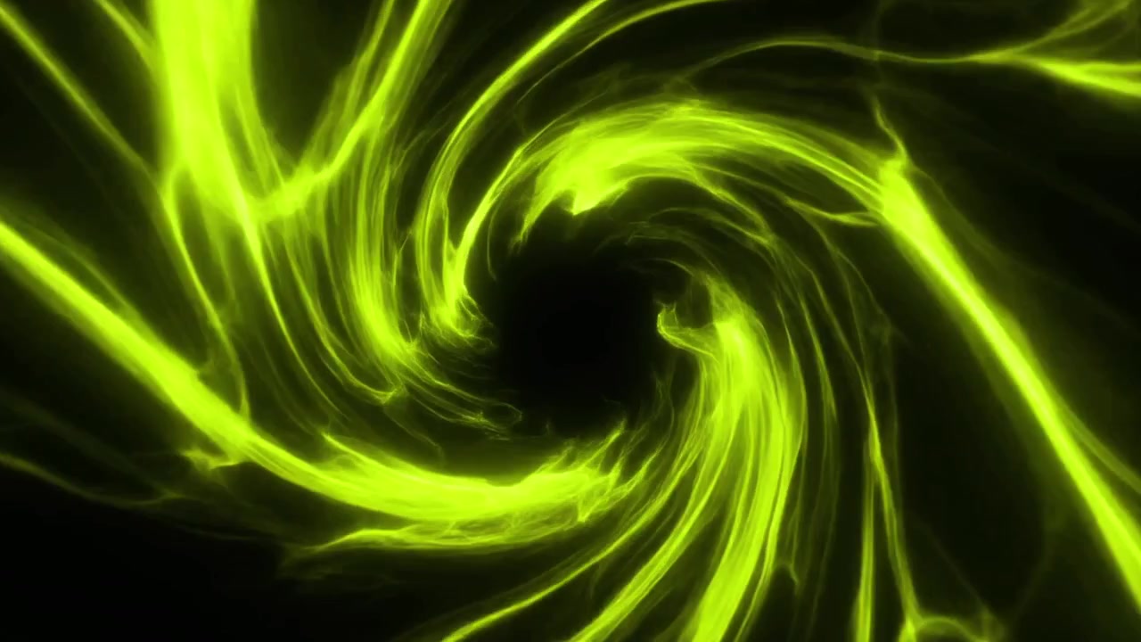 Abstract Green Energy Swirl on Black Background