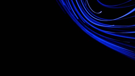 motion design bg of flow particles shaping lines, helix and abstract structures. blue lines swirling in spiral fly along swirling path. 3d render stylish creative abstract background in 4k.