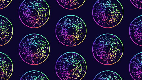 hypnotic circle patterns vibrant circles float in air on dark background