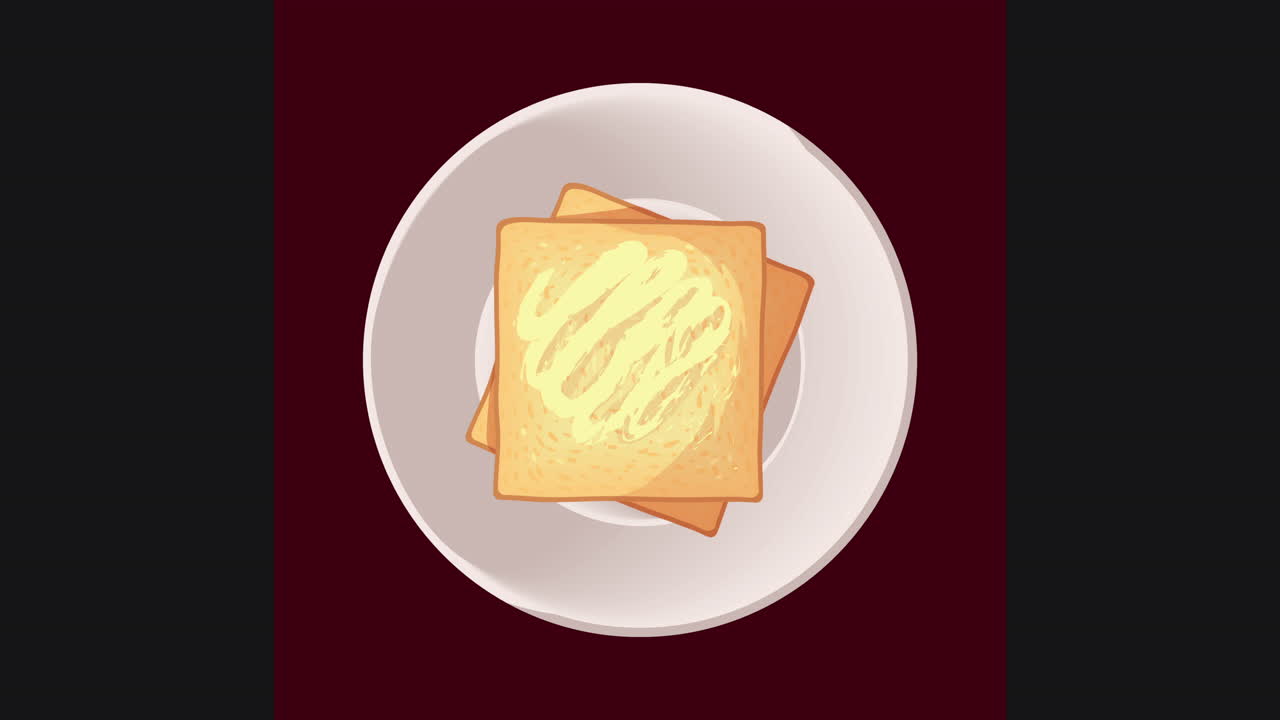 맛있는 아침 식사와  토스트 애니메이션