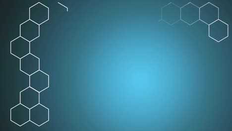 animation of network of connections with white hexagons on blue background