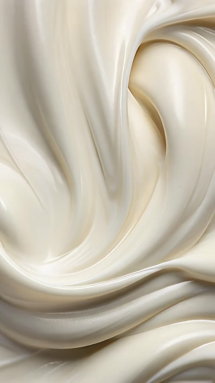 Close-up video of smooth, swirling cream texture, captured from a top-down angle