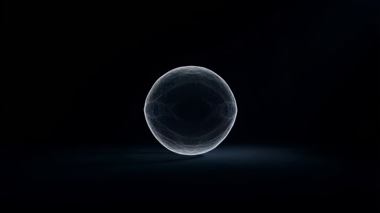 Abstract Glowing Textured Sphere on Dark Background
